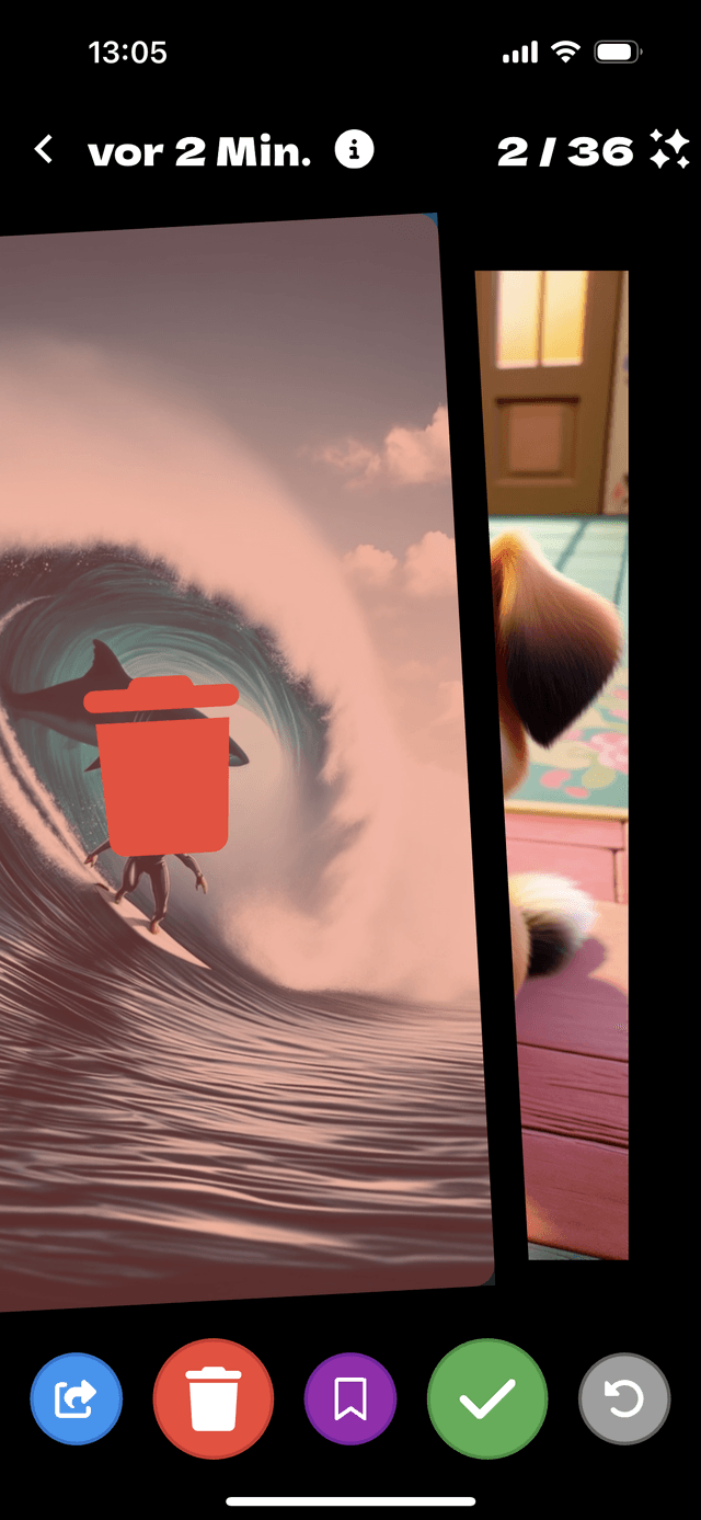 Wipy app swipe left feature - delete unwanted photos to free up storage