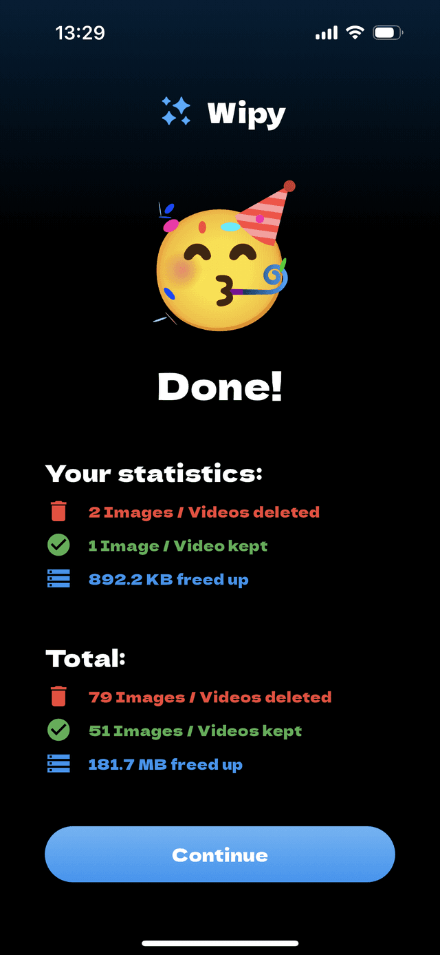 Wipy app organized camera roll - clean and clutter-free photo gallery